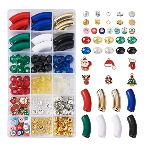 Spritewelry 230-teiliges Weihnachtsperlen-Set, Acrylröhrenperlen für Bambus-Armbänder, zur Herstellung von groben Nudeln, losen Perlen mit weihnachtlichen Emaille-Anhängern, Abstandshalter-Perlen Spritewelry 230-teiliges Weihnachtsperlen-Set, Acrylröhrenperlen für Bambus-Armbänder, zur Herstellung von groben Nudeln, losen Perlen mit weihnachtlichen Emaille-Anhängern, Abstandshalter-Perlen von Spritewelry