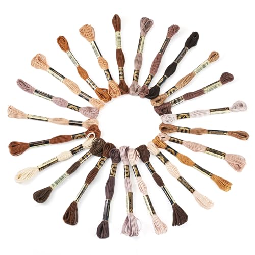 Spritewelry 24 Knäuel Sticktwist braun Kreuzstichfäden Freundschaftsarmband Faden Schnüre zum Stricken DIY Handwerk Projekt Nähzubehör von Spritewelry