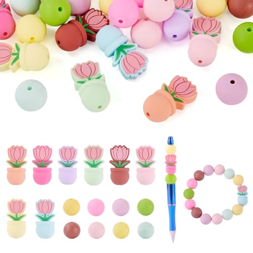 Spritewelry 24 Stück Blumentopf-Silikonperlen, Sonnenblumen-Perlen, runde Gummiperlen, lose Perlen für DIY-Schmuck, Halsketten, Schlüsselanhänger, Stifte, Basteldekoration Spritewelry 24 Stück Blumentopf-Silikonperlen, Sonnenblumen-Perlen, runde Gummiperlen, lose Perlen für DIY-Schmuck, Halsketten, Schlüsselanhänger, Stifte, Basteldekoration von Spritewelry