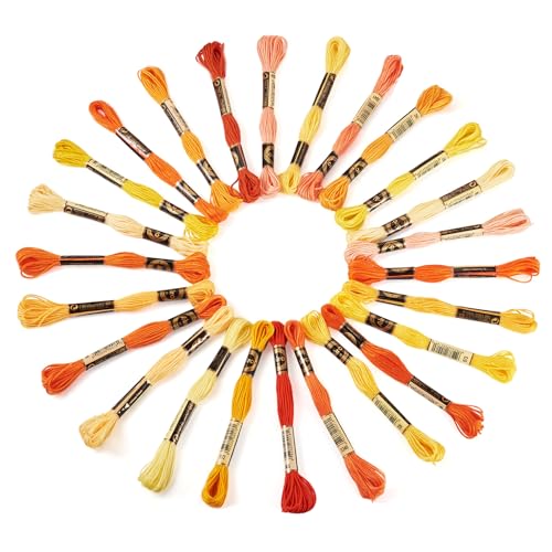 Spritewelry 25 Knäuel Sticktwist orange Kreuzstichfäden Freundschaftsarmband Faden Schnüre zum Stricken DIY Handwerk Projekt Nähzubehör von Spritewelry