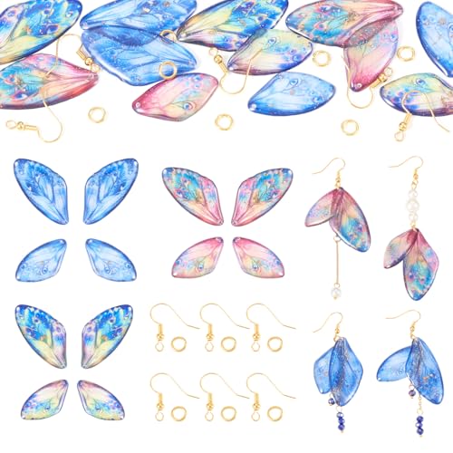 Spritewelry 3 Sets Schmetterlingsflügel-Anhänger, Libellen-Charms, Insekten, Flügel, baumelnde Anhänger-Set mit Ohrringhaken, Sprungringe für Schmuckherstellung von Spritewelry