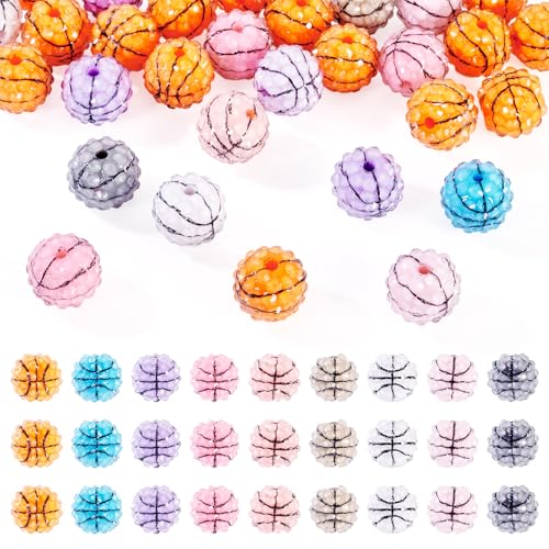 Spritewelry 30 Stück Sportkugel-Harz-Strass-Perlen, Basketball, runde Discoperlen, Diamant, lose Abstandshalter für DIY-Stifte, Handwerk, Armband, Schmuckherstellung, 16 mm von Spritewelry