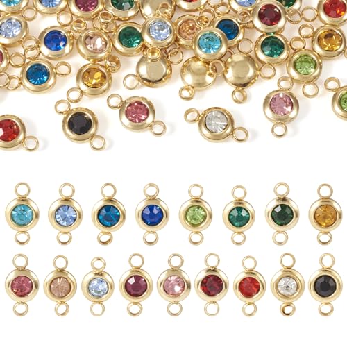 Spritewelry 34 Stück Glas-Strass-Glieder, goldener Kristall, Edelstein-Verbinder, flach, rund, Anhänger für Armband, Halskette, Schmuckherstellung Spritewelry 34 Stück Glas-Strass-Glieder, goldener Kristall, Edelstein-Verbinder, flach, rund, Anhänger für Armband, Halskette, Schmuckherstellung von Spritewelry