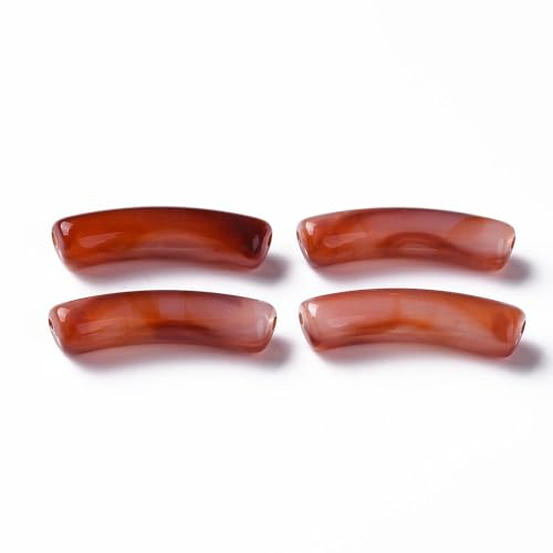 Spritewelry 345 Stück Acrylröhren-Perlen, Bambus-Armband, Armreif, gebogene Röhrenperlen, klobige Nudeln, lose Perlen für DIY Freundschaftsarmband, Schmuckherstellung (FireBrick) von Spritewelry