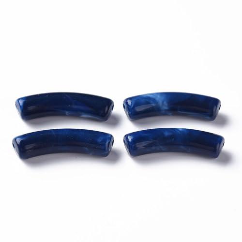Spritewelry 345 Stück Acrylröhren-Perlen, Bambus-Armband, Armreif, gebogene Röhrenperlen, klobige Nudelperlen für DIY-Freundschaftsarmbänder, Schmuckherstellung (Preußischblau) von Spritewelry