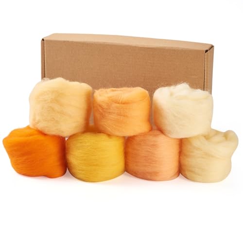 Spritewelry 35 g Wollgarn, 7 Farben, Gelb, Nadelfilzwolle, grobes Garn zum Nadelfilzen, Nassfilzen, Heimwerken, Handspinnen von Spritewelry
