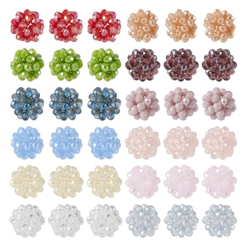 Spritewelry 36 Stück 13 mm Glasperlen Kaugummi-Perlen Bayberry-Perlen Rondelle Abstandshalter große lose Perlen für Weihnachten Schmuckherstellung Perlen Armbänder Halsketten Basteln 12 bunt von Spritewelry