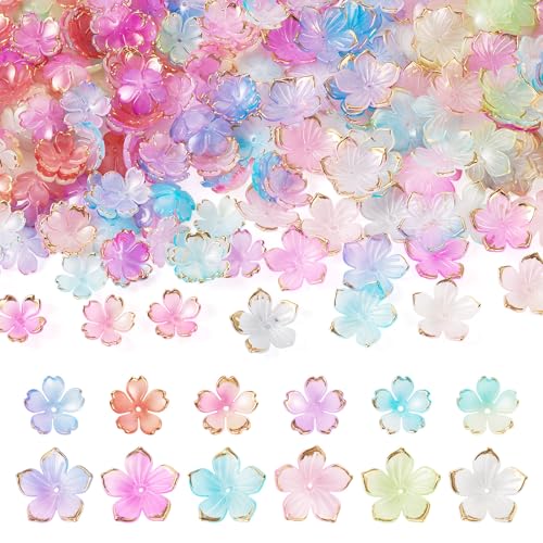 Spritewelry 360 Stück Acryl-Blumen-Perlenkappen, Farbverlauf, Blüte, lose Abstandshalter, florale Endperlen, Kappen für Armband, Halskette, Ohrringe, Schmuckherstellung von Spritewelry