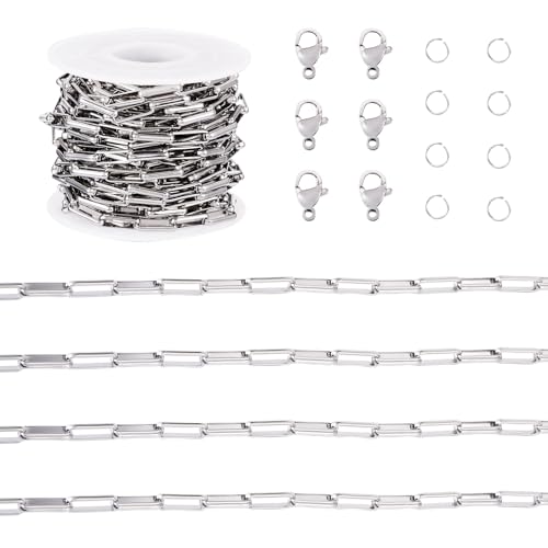 Spritewelry 4,8 m lange Edelstahl-Gliederkette, rechteckig, zur Herstellung von Halsketten, Armbändern, Ketten mit 20 Karabinerverschlüssen und 30 Biegeringe für Schmuckherstellung, DIY Handwerk Spritewelry 4,8 m lange Edelstahl-Gliederkette, rechteckig, zur Herstellung von Halsketten, Armbändern, Ketten mit 20 Karabinerverschlüssen und 30 Biegeringe für Schmuckherstellung, DIY Handwerk von Spritewelry