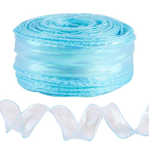 Spritewelry 40 Meter schillerndes Organzaband, hellhimmelblau, schimmerndes Chiffonband für Blumensträuße, Hochzeit, Weihnachten, Party, Dekoration, Geschenkverpackung, Schleifenherstellung von Spritewelry