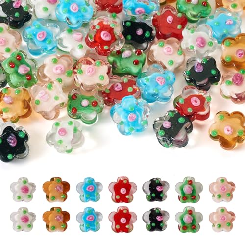 Spritewelry 42 Stück handgefertigte Lampwork-Perlen, Pflaumenblüten, Glas, lose Abstandshalter, Perlen für Bastelarbeiten, Armbänder, Ohrringe, Schmuckherstellung, 7 Farben Spritewelry 42 Stück handgefertigte Lampwork-Perlen, Pflaumenblüten, Glas, lose Abstandshalter, Perlen für Bastelarbeiten, Armbänder, Ohrringe, Schmuckherstellung, 7 Farben von Spritewelry