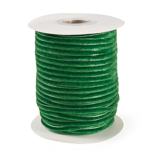 Spritewelry 45,7 m grünes Samtband, 3 mm, Vintage, einseitig, Satinband, Dekoration, Spitzenborte für Geschenkverpackungen, Weihnachtskranz, Schleife, DIY, Basteln, Nähen von Spritewelry