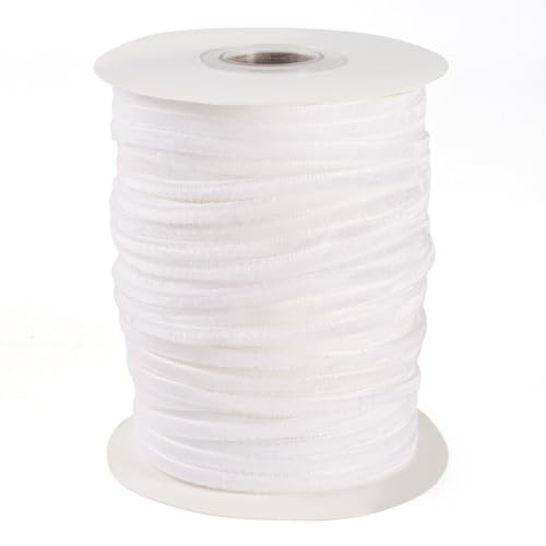 Spritewelry 45,7 m weißes Samtband, 3 mm, Vintage-Satinband, Dekoration, Spitzenborte für Geschenkverpackungen, Weihnachtskranz, Schleife, DIY, Basteln, Nähen von Spritewelry