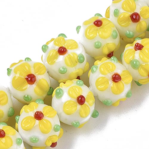 Spritewelry 45 Stück handgefertigte kugelige Lampwork-Glasperlen, gelbe Blume, lose Abstandshalter, Rondelle-Glasperlen für Ohrringe, Armbänder, Halsketten, Schmuckherstellung, DIY Handwerk Spritewelry 45 Stück handgefertigte kugelige Lampwork-Glasperlen, gelbe Blume, lose Abstandshalter, Rondelle-Glasperlen für Ohrringe, Armbänder, Halsketten, Schmuckherstellung, DIY Handwerk von Spritewelry