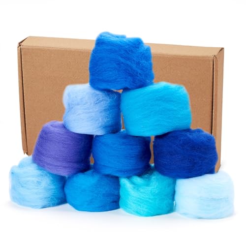 Spritewelry 50 g Wollgarn, 10 Farben, blaue Faser, Wollgarn, zum Nadelfilzen, Handspinnen, Basteln, Materialien Spritewelry 50 g Wollgarn, 10 Farben, blaue Faser, Wollgarn, zum Nadelfilzen, Handspinnen, Basteln, Materialien von Spritewelry