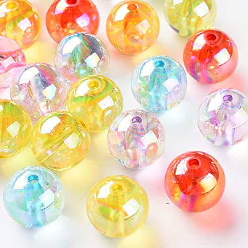 Spritewelry 111 Stück/500 g 20 mm transparente Acrylperlen bunte runde klobige Kugel Kunststoffperlen Kristall AB Farbe lose Perlen für DIY Schmuck Armband Halskette Ohrringe Bastelbedarf von Spritewelry