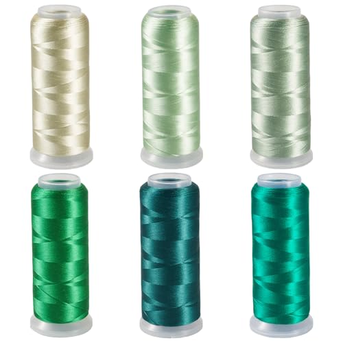 Spritewelry 6 Rollen Stickgarn aus Seide, Samt, Seide, Grün, Polyester, Stickmaschinengarn, Saiten-Set zum Stricken, Nähen, Basteln, 1600 m/Rolle Spritewelry 6 Rollen Stickgarn aus Seide, Samt, Seide, Grün, Polyester, Stickmaschinengarn, Saiten-Set zum Stricken, Nähen, Basteln, 1600 m/Rolle von Spritewelry