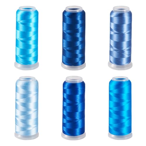 Spritewelry 6 Rollen Stickgarn aus Seide, Samt, Seide, blau, Polyester, Stickmaschinengarn, Schnur-Set zum Stricken, Nähen, Basteln, 1600 m/Rolle Spritewelry 6 Rollen Stickgarn aus Seide, Samt, Seide, blau, Polyester, Stickmaschinengarn, Schnur-Set zum Stricken, Nähen, Basteln, 1600 m/Rolle von Spritewelry