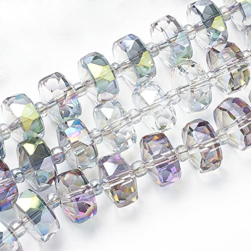 Spritewelry 60 Stück 10 mm Regenbogen-Elektroplattierte, facettierte Glasperlen, flache runde Scheibe, Heishi-Abstandshalter, klare bunte Kristallperlen für Armband, Halskette, Schmuckherstellung, DIY von Spritewelry