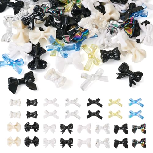 Spritewelry 60 Stück Acryl-Schleifenperlen, schwarz-weiß, Schleifen-Perlen, lose Abstandshalter für Armbänder, Halsketten, Ohrringe, Schmuckherstellung von Spritewelry