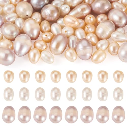 Spritewelry 60 Stück natürliche Süßwasserperlen, oval, Reis, lose Perlen, Abstandshalter, Perlen für DIY-Armbänder, Halsketten, Schmuckherstellung, Handwerk von Spritewelry