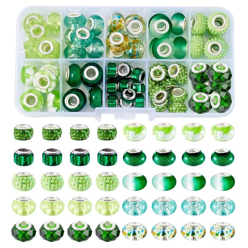 Spritewelry 70 Stück europäische Glasperlen, 14 mm, großes Loch, grüne Harz-Ton, Strass, sortierte Rondelle, Abstandshalter, Perlen für DIY, Handwerk, Armband, Halskette, Ohrringe, Loch: 5 mm Spritewelry 70 Stück europäische Glasperlen, 14 mm, großes Loch, grüne Harz-Ton, Strass, sortierte Rondelle, Abstandshalter, Perlen für DIY, Handwerk, Armband, Halskette, Ohrringe, Loch: 5 mm von Spritewelry