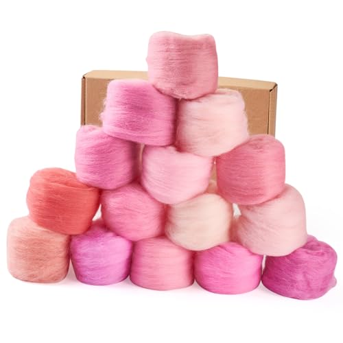 Spritewelry 75 g Wollgarn, 15 Farben, Rosa, Nadelfilzwolle, grobes Garn zum Nadelfilzen, Nassfilzen, Heimwerken, Handspinnen Spritewelry 75 g Wollgarn, 15 Farben, Rosa, Nadelfilzwolle, grobes Garn zum Nadelfilzen, Nassfilzen, Heimwerken, Handspinnen von Spritewelry
