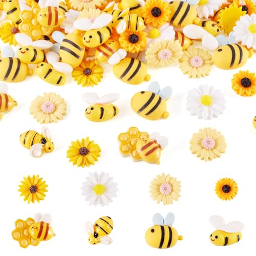 Spritewelry 80 Stück Kunstharz-Bienen, kleine Gänseblümchen-Dekor-Perlen, Hummel, Sonnenblumen-Dekor-Perlen, flache Rückseite, Bienen, Blumenverzierungen für Heimwerker, Basteln, Handyhüllen Spritewelry 80 Stück Kunstharz-Bienen, kleine Gänseblümchen-Dekor-Perlen, Hummel, Sonnenblumen-Dekor-Perlen, flache Rückseite, Bienen, Blumenverzierungen für Heimwerker, Basteln, Handyhüllen von Spritewelry