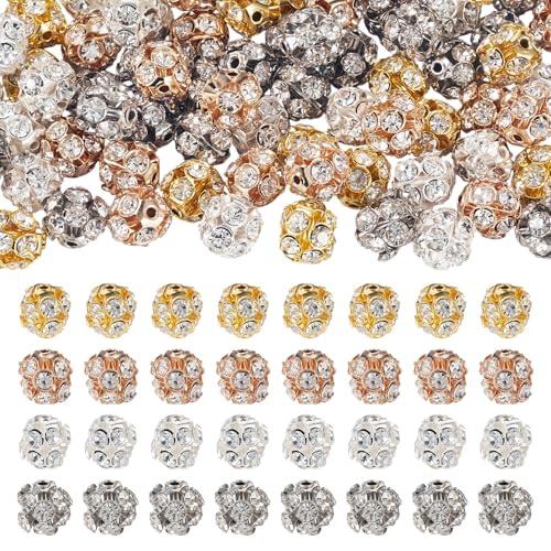 Spritewelry 80 Stück Messing-Strassperlen 9–10 mm, runde Diamanten, lose Abstandshalter, Disco-Perlen für Bastelarbeiten, Ohrringe, Armbänder, Halsketten, Schmuckherstellung von Spritewelry