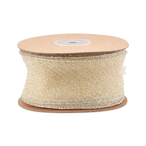 Spritewelry 9,1 m goldenes Organza-Band, glitzernd, Polyester, glitzernd, durchscheinendes Band für Party, Festival, Heimdekoration, Blumensträuße, Geschenkverpackung, Kranz, Schleife, 50 mm Spritewelry 9,1 m goldenes Organza-Band, glitzernd, Polyester, glitzernd, durchscheinendes Band für Party, Festival, Heimdekoration, Blumensträuße, Geschenkverpackung, Kranz, Schleife, 50 mm von Spritewelry
