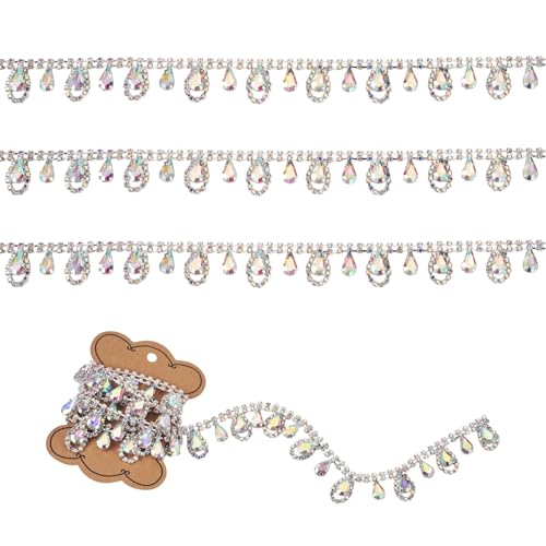 Spritewelry 91 cm lange Strassverzierung, Kristall-Fransen-Diamant-Applikation, Quastenband zum Nähen, Hochzeitskleid, Basteln, Blumenverzierungen von Spritewelry