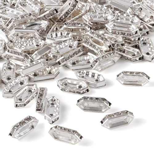 Spritewelry Abstandshalter aus Messing, mit Strass-Steinen im Mittleren Osten, goldene Farbe, sechseckige Abstandshalter für Armbänder, Halsketten, DIY-Schmuckherstellung, 100 Stück von Spritewelry
