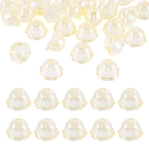 Spritewelry Acryl-Blumen-Perlenkappen, gelbe Windspiele, Blumen-Perlenkappen, AB-Farbe, Multi-Petal, Trompete, Blumen-Abstandshalter für Ohrringe, Schmuckherstellung, 30 Stück von Spritewelry