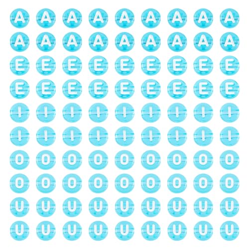 Spritewelry Acryl-Vokal-Buchstabenperlen, flach, rund, A, E, I, O, U, Blau, Alphabet-Perlen für Armbänder, Ohrringe, Schmuckherstellung, 100 Stück Spritewelry Acryl-Vokal-Buchstabenperlen, flach, rund, A, E, I, O, U, Blau, Alphabet-Perlen für Armbänder, Ohrringe, Schmuckherstellung, 100 Stück von Spritewelry