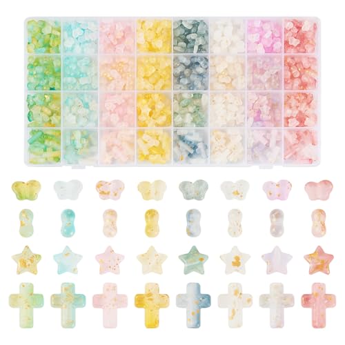 Spritewelry Acrylperlen mit Farbverlauf, Schmetterling, Stern, Kreuz, Erdnussform, mattierte Kristallperlen, lose Abstandshalter für Freundschaftsarmbänder, Halsketten, Schmuckherstellung, 760 Stück Spritewelry Acrylperlen mit Farbverlauf, Schmetterling, Stern, Kreuz, Erdnussform, mattierte Kristallperlen, lose Abstandshalter für Freundschaftsarmbänder, Halsketten, Schmuckherstellung, 760 Stück von Spritewelry