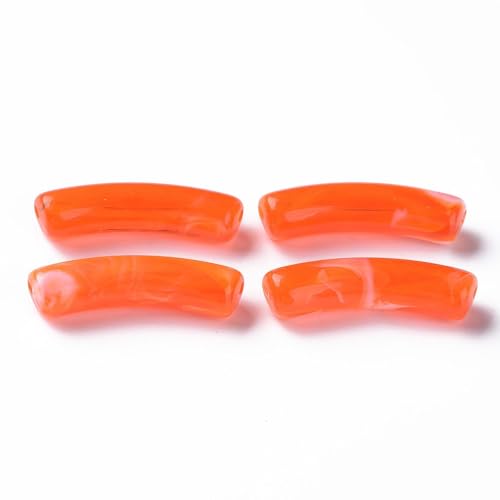 Spritewelry Acrylröhren-Perlen, Bambus-Armband, Armreif, gebogene Röhrenperlen, klobige Nudeln, lose Perlen für selbstgemachte Freundschaftsarmbänder, Schmuckherstellung, 345 Stück (Orangerot) von Spritewelry