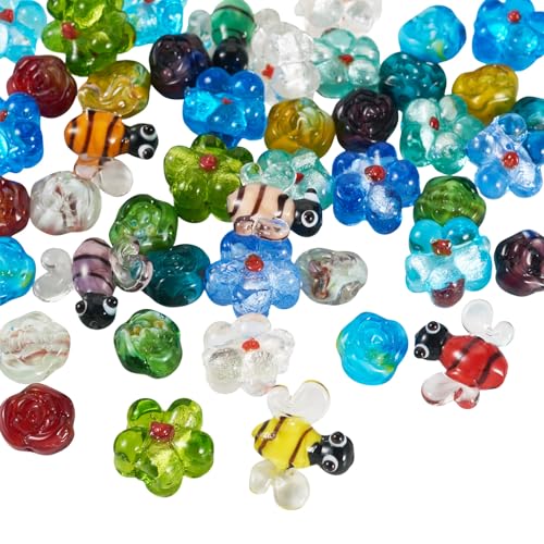 Spritewelry Bees Lampwork-Perlen, 3D-Rose, Blumen, Bienen, Glas, lose Abstandshalter, Perlen für Bastelarbeiten, Ohrringe, Armbänder, Halsketten, Schmuckherstellung, 45 Stück Spritewelry Bees Lampwork-Perlen, 3D-Rose, Blumen, Bienen, Glas, lose Abstandshalter, Perlen für Bastelarbeiten, Ohrringe, Armbänder, Halsketten, Schmuckherstellung, 45 Stück von Spritewelry