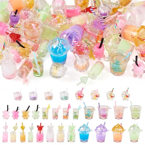 Spritewelry Boba-Tee-Charm-Anhänger aus Kunstharz, leuchtet im Dunkeln, niedliche Flaschenanhänger mit Goldfolie, für Schlüsselanhänger, Armbänder, Schmuckherstellung, Basteln, 48 Stück, Harz Spritewelry Boba-Tee-Charm-Anhänger aus Kunstharz, leuchtet im Dunkeln, niedliche Flaschenanhänger mit Goldfolie, für Schlüsselanhänger, Armbänder, Schmuckherstellung, Basteln, 48 Stück, Harz von Spritewelry