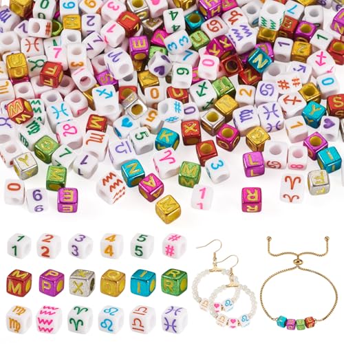 Spritewelry Buchstabenperlen, Acryl, Alphabet, Zahlen, Würfel, große Löcher, Sternbild, Abstandshalter für Bastelarbeiten, Freundschaftsarmband, Schmuckherstellung, 700 Stück Spritewelry Buchstabenperlen, Acryl, Alphabet, Zahlen, Würfel, große Löcher, Sternbild, Abstandshalter für Bastelarbeiten, Freundschaftsarmband, Schmuckherstellung, 700 Stück von Spritewelry