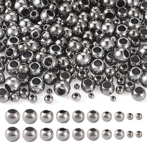 Spritewelry CCB-Kunststoffperlen mit großem Loch, rund, europäische Perlen, lose Abstandshalter für Ohrringe, Armbänder, Halsketten, Schmuckherstellung, 250 Stück von Spritewelry