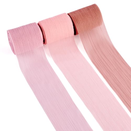 Spritewelry Chiffon-Seidenband, 15 m, 3 Farben, Rosa, Knisterstoff, für Brautblumenstrauß, Hochzeit, Party, Einladungen, Dekoration, Geschenkverpackung Spritewelry Chiffon-Seidenband, 15 m, 3 Farben, Rosa, Knisterstoff, für Brautblumenstrauß, Hochzeit, Party, Einladungen, Dekoration, Geschenkverpackung von Spritewelry