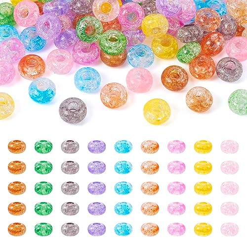 Spritewelry Craquelé-Acrylperlen, 5,5 mm, großes Loch, europäische Perlen, Rondelle, Kristall, lose Abstandshalter, Charms für Armbänder, Halsketten, Schmuckherstellung, 14 x 8 mm, 90 Stück Spritewelry Craquelé-Acrylperlen, 5,5 mm, großes Loch, europäische Perlen, Rondelle, Kristall, lose Abstandshalter, Charms für Armbänder, Halsketten, Schmuckherstellung, 14 x 8 mm, 90 Stück von Spritewelry