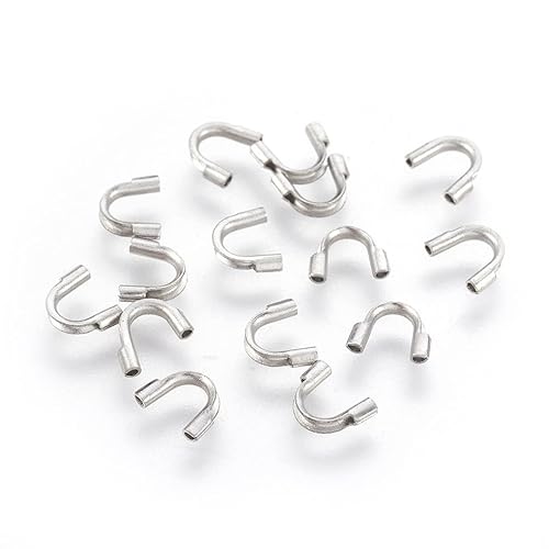 Spritewelry Drahtschutz aus Edelstahl 316, silberfarben, Schutzband, U-Form, Zubehör für Schmuckherstellung, 6,3 ~ 7 x 5 x 1,5 mm, Loch: 0,7 mm, 50 Stück von Spritewelry