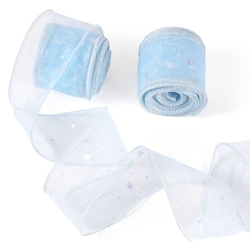 Spritewelry Durchsichtiges Sternband, schimmerndes Organzaband, für Geschenkverpackungen, Schleifen, Hochzeitsstrauß, Weihnachtsdekoration, 55 mm, Hellblau Spritewelry Durchsichtiges Sternband, schimmerndes Organzaband, für Geschenkverpackungen, Schleifen, Hochzeitsstrauß, Weihnachtsdekoration, 55 mm, Hellblau von Spritewelry