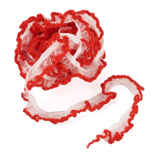 Spritewelry Elastische Spitzenbordüre, 5 m, rote Rüschen, Stretch-Spitzenband, plissierter Stoff, für Heimwerker, Kostüm, Nähen, Handwerk, Hochzeit, Weihnachtsdekoration Spritewelry Elastische Spitzenbordüre, 5 m, rote Rüschen, Stretch-Spitzenband, plissierter Stoff, für Heimwerker, Kostüm, Nähen, Handwerk, Hochzeit, Weihnachtsdekoration von Spritewelry