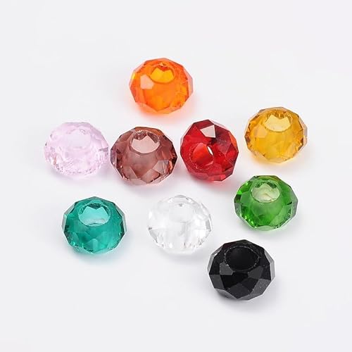 Spritewelry Europäische Glasperlen, großes Loch, europäische Perlen, 14 mm, bunt, facettiert, Kristallperlen für Bastelarbeiten, Armbänder, Halsketten, Ohrringe, 100 Stück Spritewelry Europäische Glasperlen, großes Loch, europäische Perlen, 14 mm, bunt, facettiert, Kristallperlen für Bastelarbeiten, Armbänder, Halsketten, Ohrringe, 100 Stück von Spritewelry