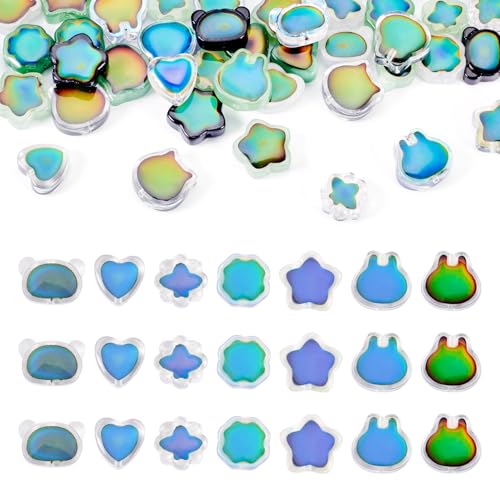 Spritewelry Farbwechsel-Perlen, 42 Stück, niedlicher Stern, Blume, Bär, Herz, Glasperlen, zweifarbig, Temperaturerkennung, Kaninchen, Herz, Kristallperlen für selbstgemachte Halsketten, Armbänder Spritewelry Farbwechsel-Perlen, 42 Stück, niedlicher Stern, Blume, Bär, Herz, Glasperlen, zweifarbig, Temperaturerkennung, Kaninchen, Herz, Kristallperlen für selbstgemachte Halsketten, Armbänder von Spritewelry