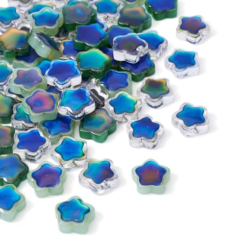 Spritewelry Glas-Sternperlen, Farbwechsel-Perlen, 14 mm, zweifarbig, Temperaturerfassung, Stern-Kristallperlen für selbstgemachte Halsketten, Armbänder, Ohrringe, 60 Stück von Spritewelry