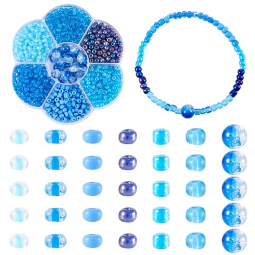 Spritewelry Glasperlen, Rocailles, 6/0, kleine Perlen, blaue runde Pony-Perlen, Mini-Abstandshalter, lose Perlen, 8 mm, runde Glasperlen für Schmuckherstellung, DIY-Halsketten, 7 Stile Spritewelry Glasperlen, Rocailles, 6/0, kleine Perlen, blaue runde Pony-Perlen, Mini-Abstandshalter, lose Perlen, 8 mm, runde Glasperlen für Schmuckherstellung, DIY-Halsketten, 7 Stile von Spritewelry