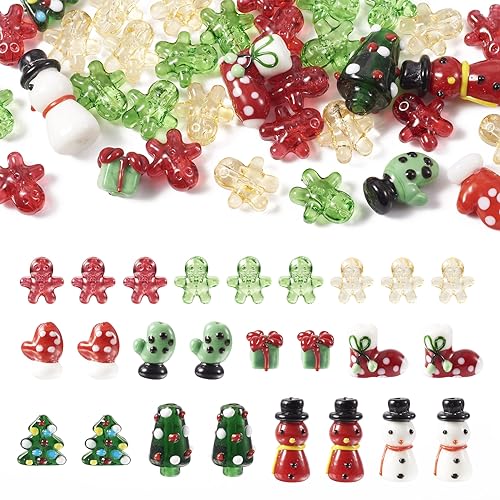 Spritewelry Glasperlen für Weihnachten, lose Perlen, Weihnachtsbaum, Schneemann, Ingwermann, Perlen für Armband, Halskette, Schmuckherstellung, Heimdekoration, 46 Stück Spritewelry Glasperlen für Weihnachten, lose Perlen, Weihnachtsbaum, Schneemann, Ingwermann, Perlen für Armband, Halskette, Schmuckherstellung, Heimdekoration, 46 Stück von Spritewelry